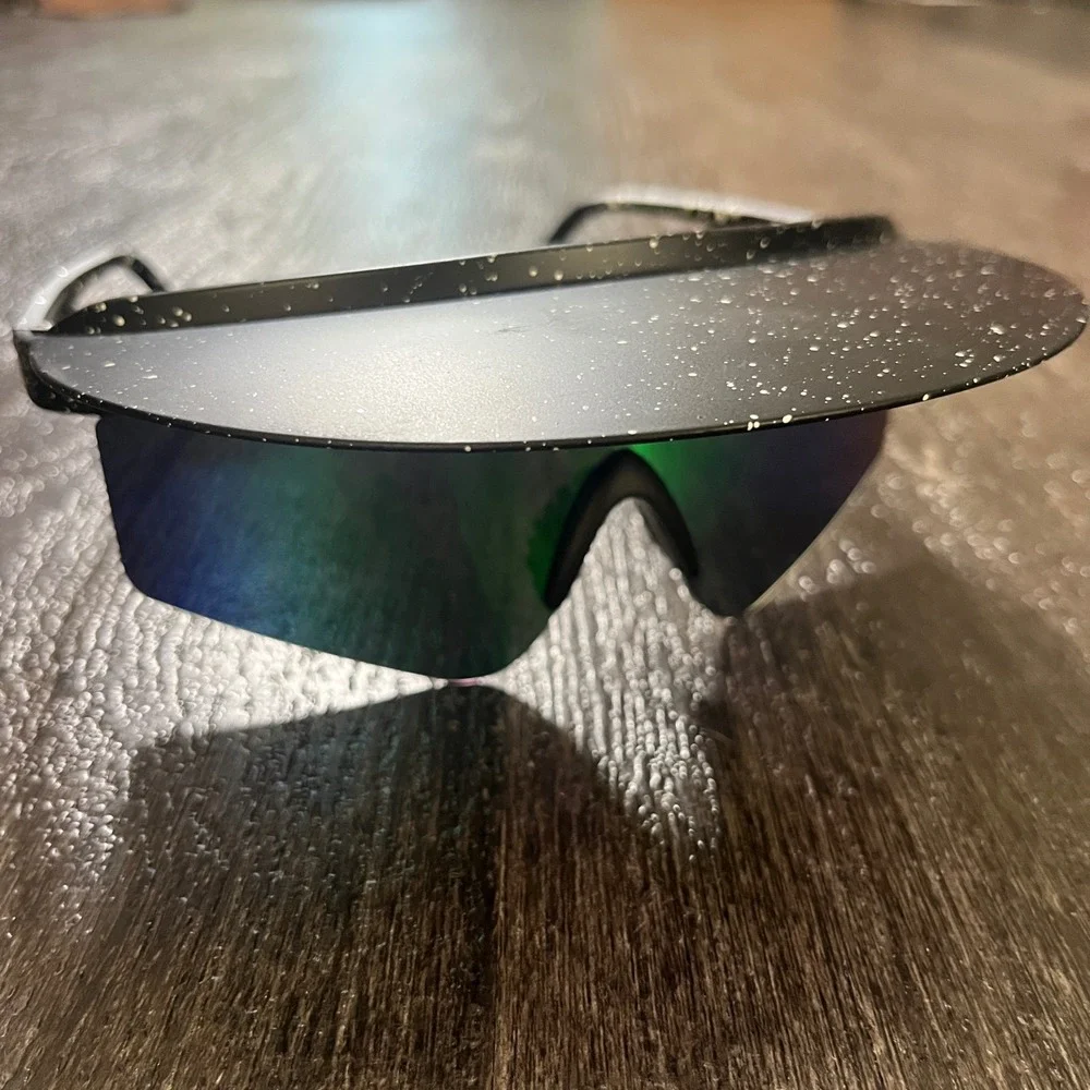 Tipsy Elves Major Lazer Visor Ski Sunglasses Black Green Mirror Snowboarding